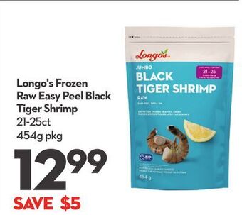 Longo's Longo's frozen raw easy peel black tiger shrimp offer