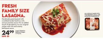 Longo's Longo's original or béchamel lasagna offer