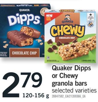 Fortinos Quaker dipps or chewy granola bars offer