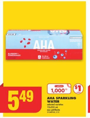 No Frills Aha sparkling water 12x355 ml offer
