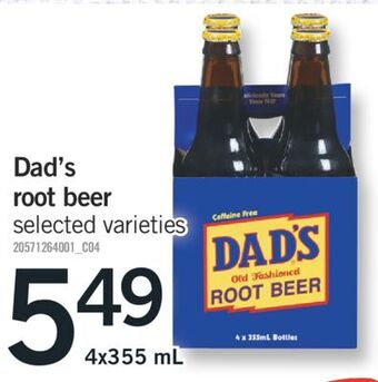 Fortinos Dad's root beer, 4x355 ml offer
