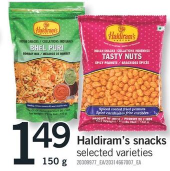 Fortinos Haldiram's snacks 150 g offer