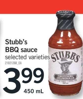 Fortinos Stubb's bbq sauce, 450 ml offer