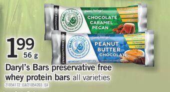 Fortinos Daryl's bars preservative free whey protein bars, 56 g offer