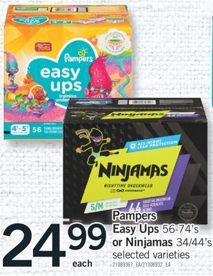 Fortinos Pampers easy ups, 56-74' s or ninjamas, 34/44' s offer