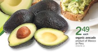 Fortinos Organic avocado offer