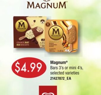 Loblaws Magnum bars 3's or mini 4's offer