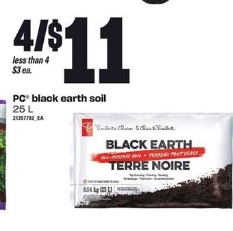 Loblaws Pc black earth soil, 25 l offer