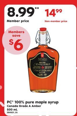 Loblaws Pc® 100% pure maple syrup, 500 ml offer