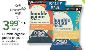 Fortinos Humble organic potato chips, 135 g offer