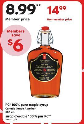 Independent Grocer Pc® 100% pure maple syrup, 500 ml offer