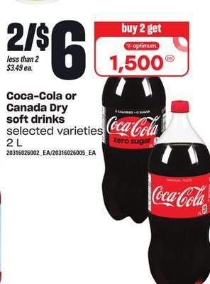 Loblaws Coca-cola or canada dry soft drinks 2 l offer