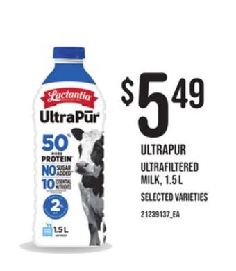 Loblaws Ultrapur ultrafiltered milk, 1.5 l offer