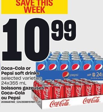 Independent Grocer Coca-cola or pepsi soft drinks, 24x355 ml offer