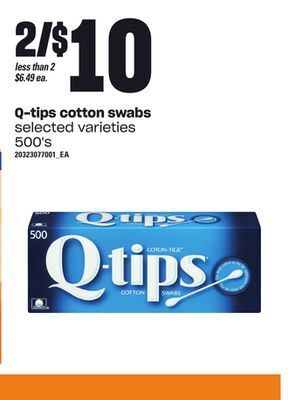 Loblaws Q-tips cotton swabs, 500's offer