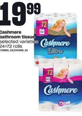 Loblaws Cashmere bathroom tissue, 24=72 rolls offer