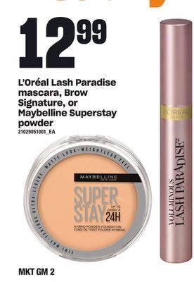 Loblaws L'oréal lash paradise mascara, brow signature, or maybelline superstay powder offer