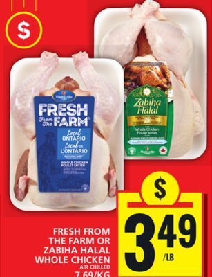Food Basics Fresh from the farm or zabiha halal whole chicken offer