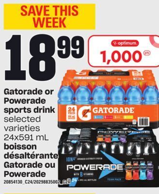 Independent Grocer Gatorade or powerade sports drink, 24x591 ml offer