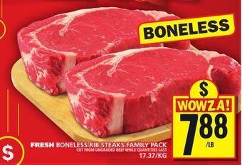 Food Basics Fresh boneless rib steaks family pack offer