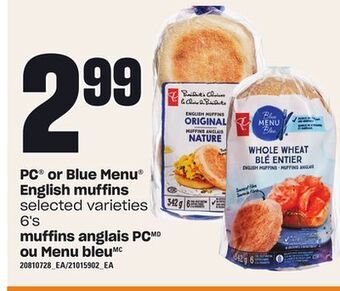 Independent Grocer Pc® or blue menu® english muffins, 6's offer