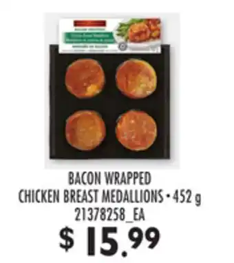 Loblaws Bacon wrapped chicken breast medallions, 452 g offer