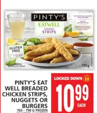Food Basics Pinty's eat well breaded chicken strips, nuggets or burgers offer