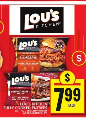 Food Basics Lou's kitchen fully cooked entrées offer