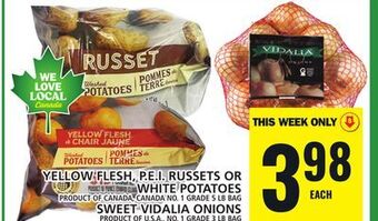 Food Basics Yellow flesh, p.e.i. russets or white potatoes or sweet vidalia onions offer