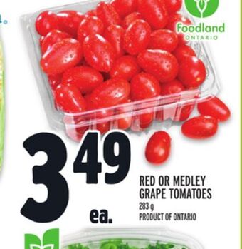 Metro Red or medley grape tomatoes offer