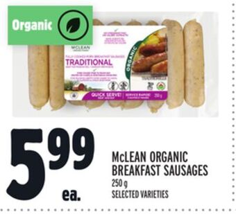 Metro Mclean organic breakfast sausages offer