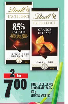 Metro Lindt excellence chocolate bars offer