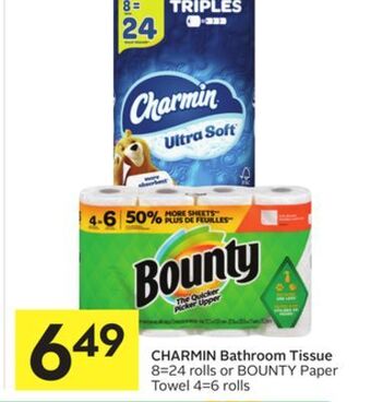 Foodland Charmin bathroom tissue 8 = 24 rolls or bounty paper towel 4 = 6 rolls offer