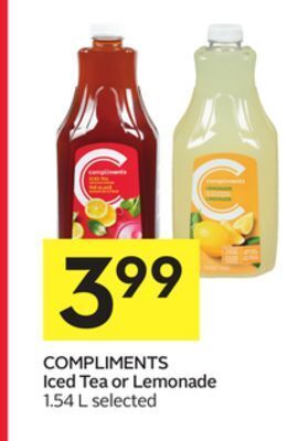 Foodland Compliments iced tea or lemonade 1.54 l selected offer