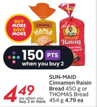 Sobeys Sun-maid cinnamon raisin bread offer