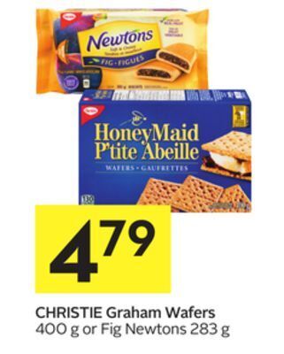 Foodland Christie graham wafers 400 g or fig newtons 283 g offer