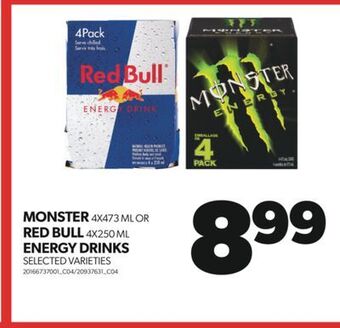 Real Canadian Superstore Monster 4x473 ml or red bull 4x250 ml energy drinks offer