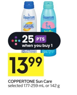 Foodland Coppertone sun care selected 177-259 ml or 142 g offer