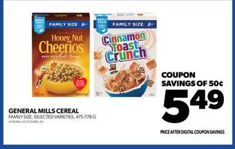 Real Canadian Superstore General mills cereal, 475-778 g offer