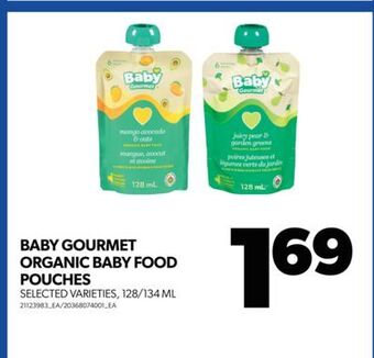Real Canadian Superstore Baby gourmet organic baby food pouches, 128/134 ml offer