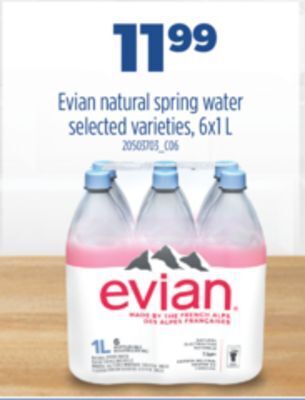 Real Canadian Superstore Evian natural spring water, 6x1 l offer