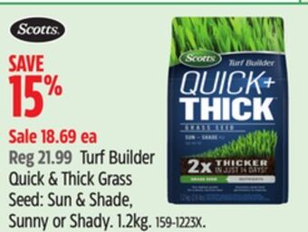 Canadian Tire Scotts turf builder quick & thick grass seed: sun & shade offer