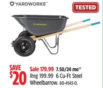 Canadian Tire Yardworks 6 cu-ft steel wheelbarrow offer