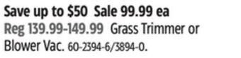 Canadian Tire Worx grass trimmer or blower vac offer