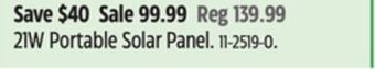 Canadian Tire Woods 21w portable solar panel offer