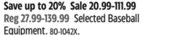 Canadian Tire Selected baseball equipment offer