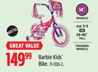 Canadian Tire Barbie kids' bike offer