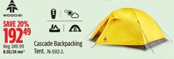Canadian Tire Woods cascade backpacking tent offer