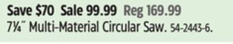 Canadian Tire Evolution 7 1⁄4 multi-material circular saw offer