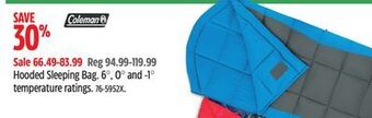 Canadian Tire Coleman hooded sleeping bag offer